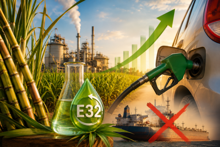 E32 fortalece setor sucroenergético e reduz importações de gasolina